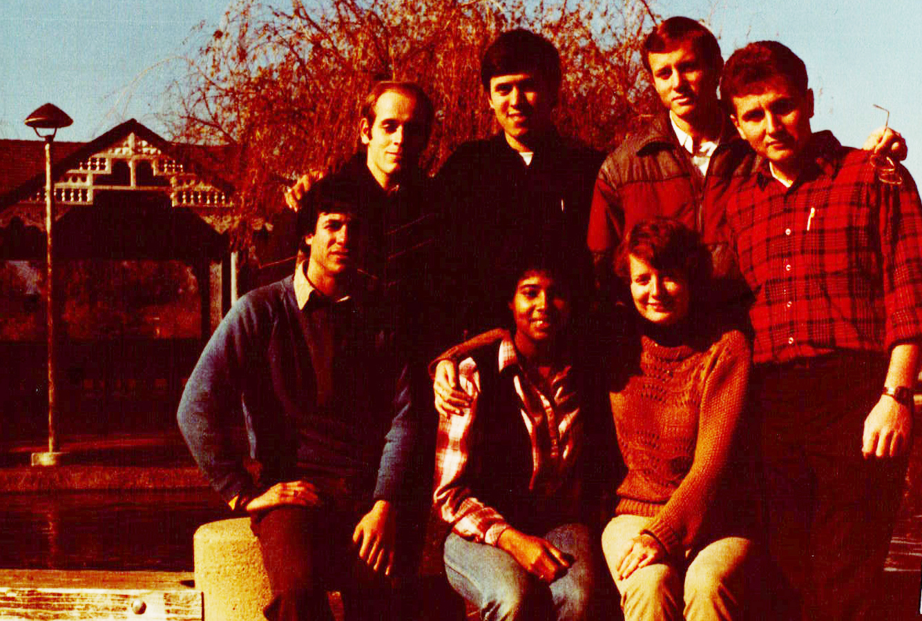 Derek Denaro with Berkeley fundraising team, 1982. Derek, Dominque, Ricardo, Don Cupp, Andrew, Wanda Torrez, Lindsey
