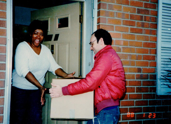 Robert Brown delivers food Home Church 1988