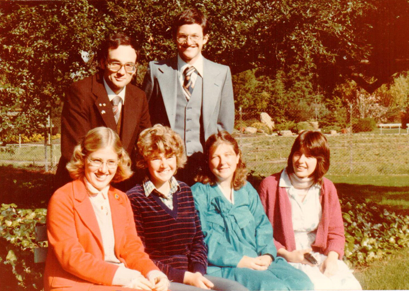 Robert Brown's MFT team in California bay area, 1970s. (3 right side sisters) Fiona Raines, Marsha, Myrna Lapre