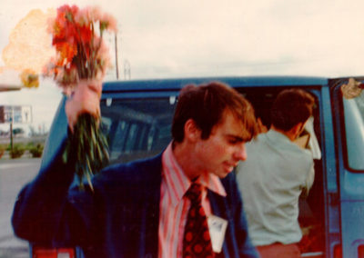 Jim Brady with carnations Texas 1975
