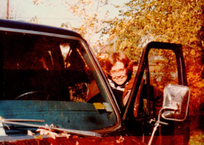 Penny Brown, MFT Captain in van 1979