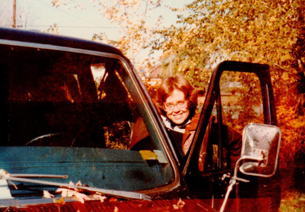 Penny Brown, MFT Captain in van 1979