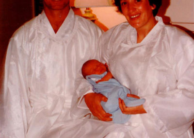 Peter and Antovella Perry with baby 1983